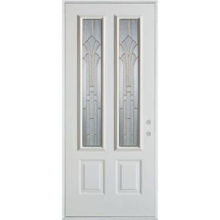 Stanley Doors 36 in. x 80 in. Art Deco 2 Lite 2 Panel Prefinished White Steel Prehung Front Door 1350ESL2 E 36 L