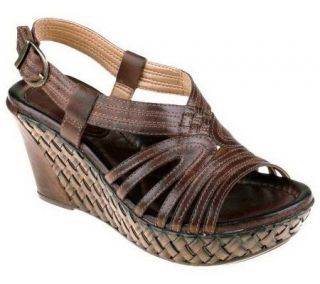 Earth Paradise Leather Wedge Sandals   A231632 —