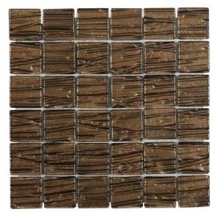 Splashback Tile Gemini Golden Beech 11 3/4 in. x 11 3/4 in. x 6 mm Glass Mosaic Tile GEMINIGOLDENBEECH2X2