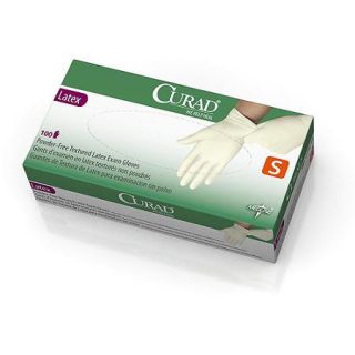 Curad Powder Free Textured Latex Exam Gloves, 100 count