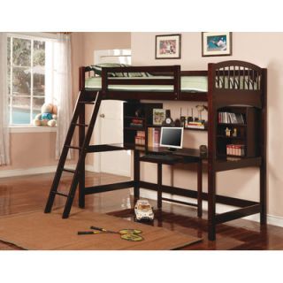 Wildon Home ® Dorena Twin Low Loft Bed with Desk and Bookshelves