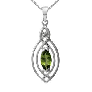 Sterling Silver Classic Celtic Knot Marquise Natural Peridot
