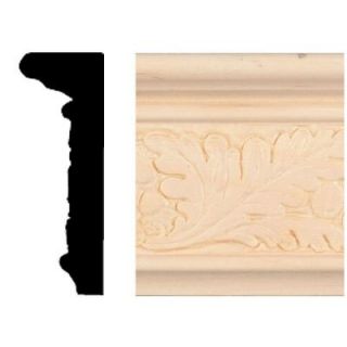 House of Fara 7/8 in. x 2 1/2 in. x 8 ft. Hardwood Emboss Leaf Chair Rail Moulding 552