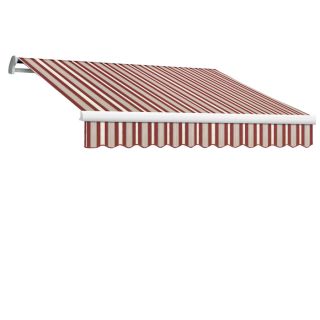 Awntech 192 in Wide x 120 in Projection Burgundy/Gray/White Stripe Slope Patio Retractable Manual Awning