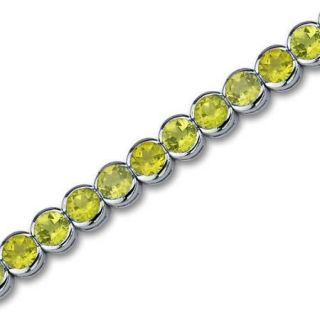 Oravo Must Have Classic 18.25 Carats Round Cut Peridot Gemstone Tennis Bracelet in Sterling Silver