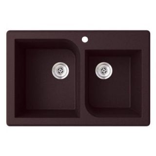 Swan Drop In Granite 33 in. 1 Hole 60/40 Double Bowl Kitchen Sink in Espresso QZ03322RC.170