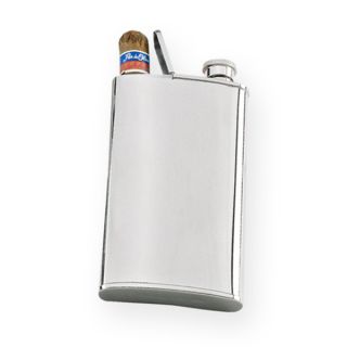 Stainless Steel 4 ounce Flask / Single Cigar Case   Shopping