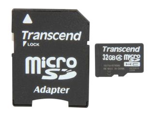 Transcend 32GB microSDHC Flash Card with Adapter Model TS32GUSDHC4