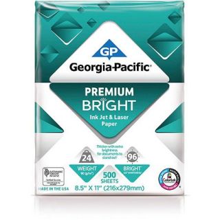 Georgia Pacific Premium Bright Inkjet & Laser Paper, 8.5 x 11, 24 lb., 96 Brightness, 500 Sheets