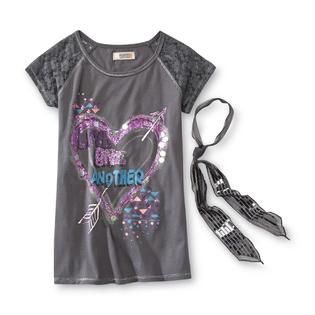 Route 66   Girls Graphic T Shirt & Scarf   Love One Another