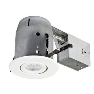 Globe Electric 5 in. White LED Integrated IC Rated Swivel Spotlight Recessed Lighting Kit Dimmable Downlight 90746