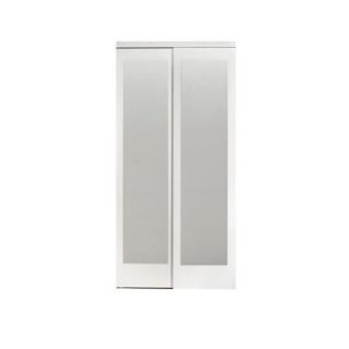 Impact Plus 72 in. x 80 in. Mir Mel Mirror Solid Core White MDF Interior Closet Sliding Door with White Trim SMM6068WMW