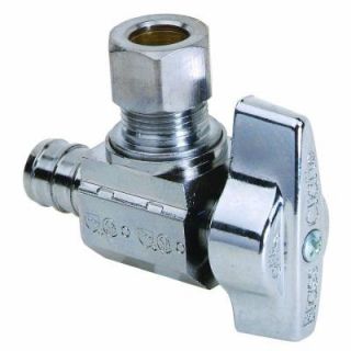 BrassCraft 1/2 in. Nominal Compression PEX Barb Inlet x 3/8 in. O.D. Compression Outlet Brass 1/4 Turn Angle Ball Valve (5 Pack) KTBRPX19X CM