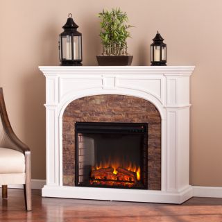 Upton Home Kelley White Stacked Stone Effect Electric Fireplace