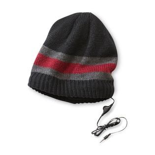 Route 66  Mens Built In Headphones Beanie   Striped