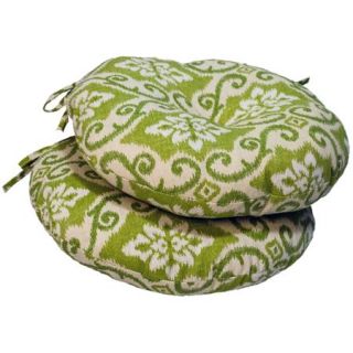 Greendale Home Fashions 18" Round Outdoor Bistro Chair Cushion, Set of 2, Green Ikat