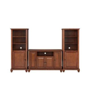 Crosley Cambridge TV Stand and 2 Audio Piers in Cherry KF100008DCH