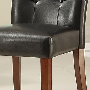 Oxford Creek  Dining Tufted Back Side Chairs in Dark Brown Finish (Set