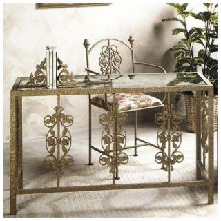 Grace Collection 49'' W Garden Writing Desk with Glass Insert