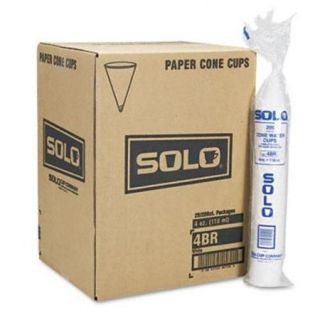 Solo 4BRCT Cone Water Cups Cold Paper Four Ounces White 25 Bags of 200 Per Carton