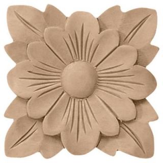 Ekena Millwork 5 in. x 3/4 in. x 5 in. Unfinished Wood Rubberwood Springtime Rosette ROS05X05SPRW