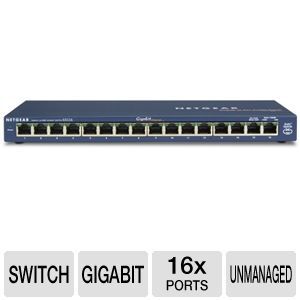 Netgear 16 Port 10/100/1000 Mbps Gigabit Switch   16x Ports, 10/100/1000, Gigabit Ethernet    GS116