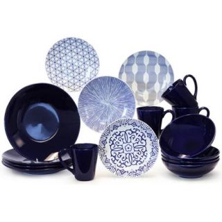 Cobalt/White 16 Piece Dinnerware Set