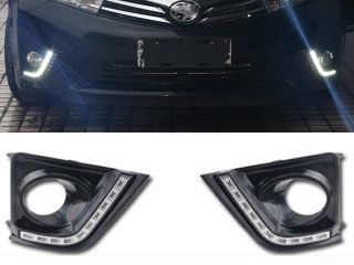 2 Pcs Set 10 LED Car styling DRL OEM High Quality  Durable Car Daytime Running Lights Fog Lights For Toyota Corolla 2014 Color White Without Turning Signal