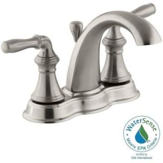 KOHLER Devonshire 4 in. Centerset 2 Handle Mid Arc Water Saving Bathroom Faucet in Vibrant Brushed Nickel K 393 N4 BN