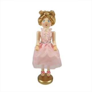 15.5" Decorative Wooden Christmas Nutcracker Blonde Ballerina in Pink Tutu