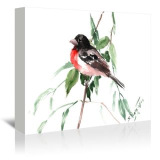 Rose Crested Grosbreak Painting Print on Gallery Wrapped Canvas
