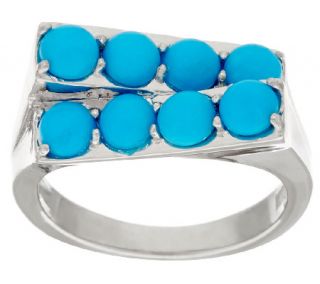Sleeping Beauty Turquoise Geometric Design Sterling Silver Ring —