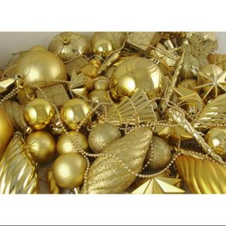 125 Piece Club Pack of Shatterproof Gold Glamour Christmas Ornaments