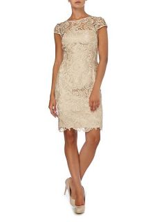 Adrianna Papell All over guipure lace dress Champagne
