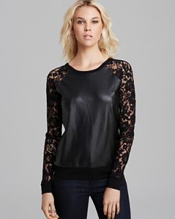 Bailey 44 Sweatshirt   Faux Leather and Lace