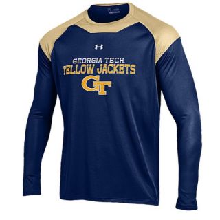 Under Armour College Perpetual Heat Gear L/S Top   Mens   Basketball   Clothing   Georgia Tech Yellow Jackets   Navy/Multi