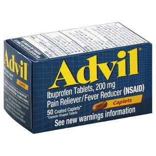 Advil Pain Reliever/Fever Reducer, 200 mg, Coated Caplets, 50 caplets
