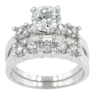 Kate Bissett Clear Cubic Zirconia Classical Wedding Ring Set