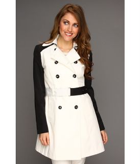 dkny double breasted trench w contrast sleeve