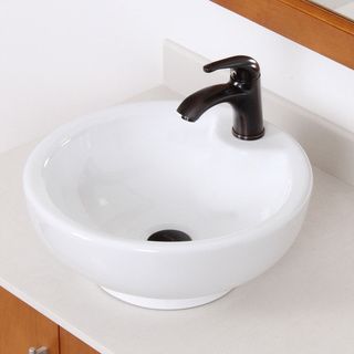 Elite White Grade A Ceramic Bathroom Vessel Sink with Oil Rubbed
