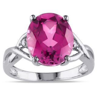 by Miadora Sterling Silver Created Pink Sapphire and Diamond Fashion
