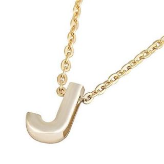 Zodaca Initial "J" Alphabet Letter Pendant Charm with Necklace Chain 7" Gold Plated