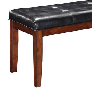 Oxford Creek  Black Tufted Faux Leather Bench