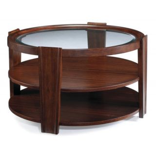 Nuvo Umber FInish Glass Top Round Cocktail Table  