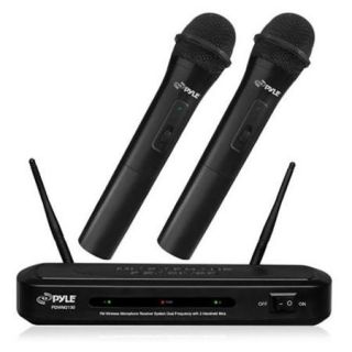PYLE PRO PDWM2130 FM Wireless Dual Frequency Microphone Receiver System with 2 Handheld Microphones