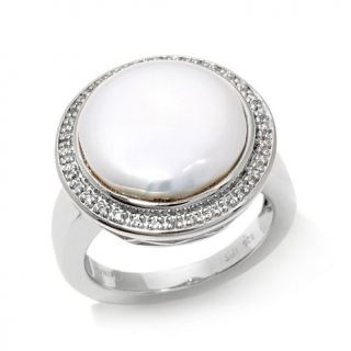 Imperial Pearls White Topaz and 14mm Cultured Freshwater Coin Pearl and Sterlin   7645865
