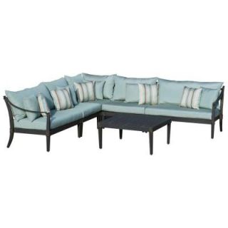 RST Brands Astoria 6 Piece Patio Sectional Seating Set with Bliss Blue Cushions OP ALSS6 AST BLS K