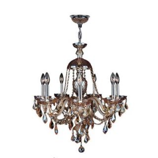 Worldwide Lighting Provence Collection 7 Light Amber Crystal and Chrome Chandelier W83101C26 AM