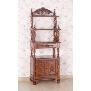 Hand Carved Wood 63 in. Book Case
