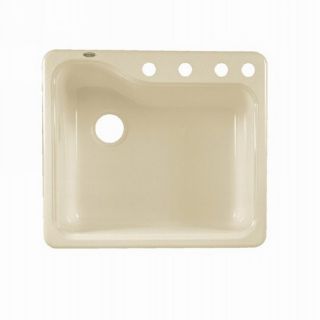 American Standard Silhouette 25 in x 22 in Bisque Single Basin Porcelain Drop In or Undermount Kitchen Sink